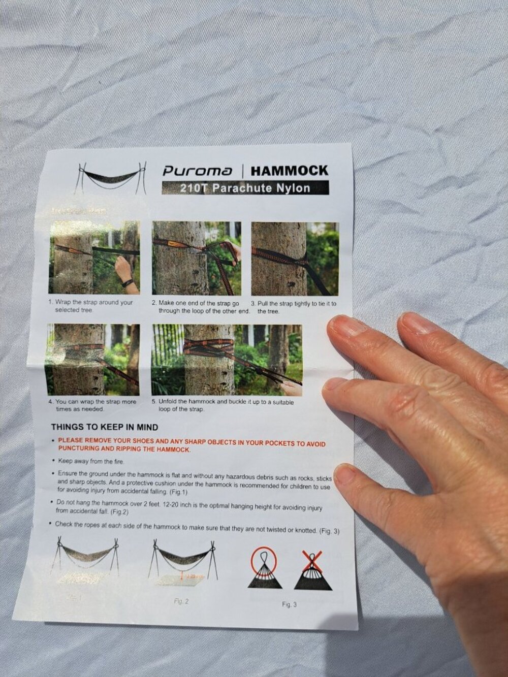 New Puroma Double Camping Hammock 118"x78" 210T Parachute Nylon Straps Red Black - Picture 4 of 7